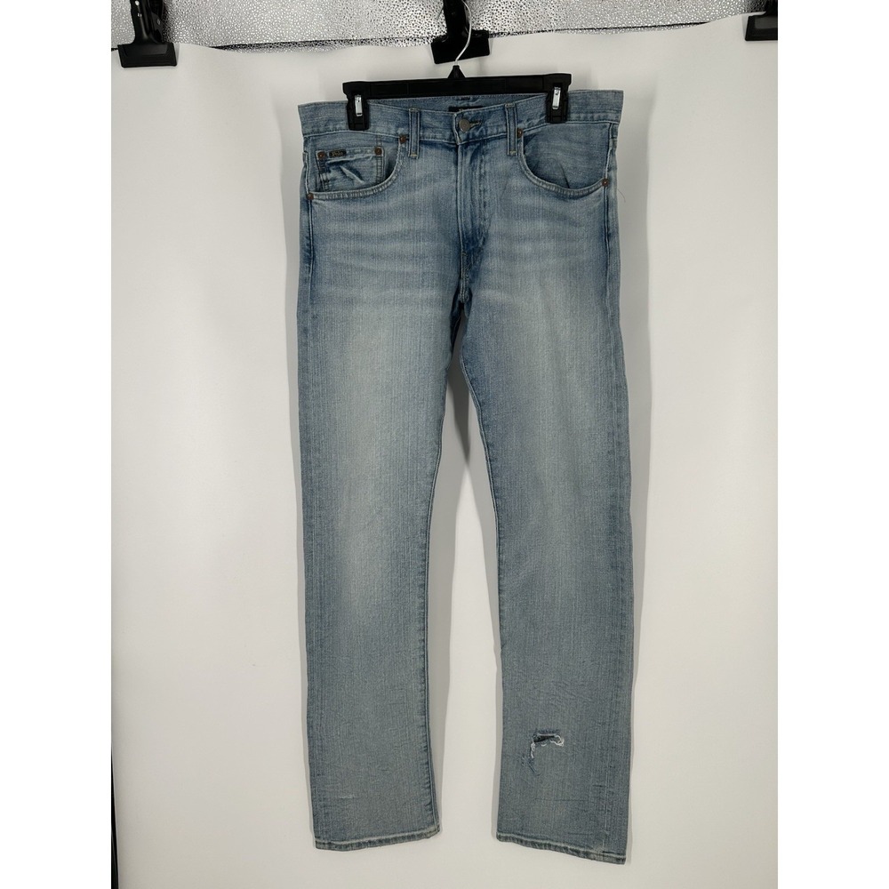 Polo Ralph Lauren Jeans Straight Leg Classic Fit Ripped Distressed Light 34x32